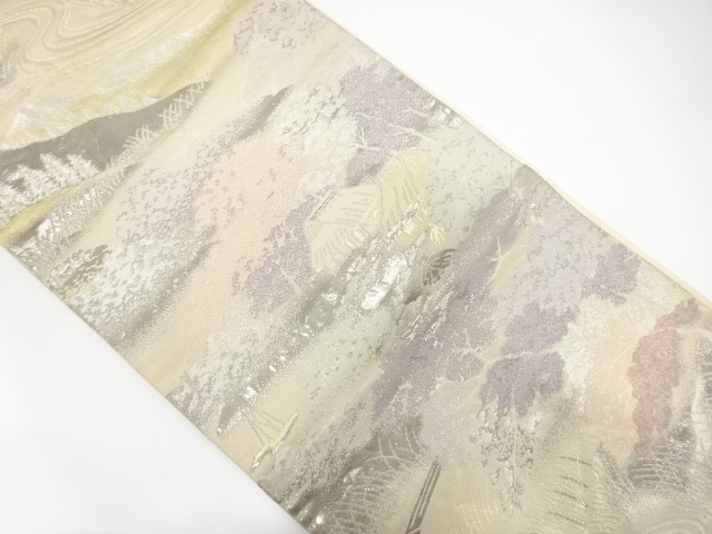 田舎風景模様織出し袋帯